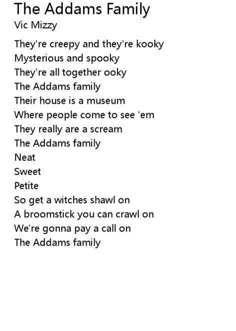 The Addams Family Lyrics - Follow Lyrics