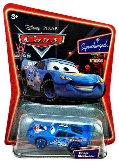 Disney Pixar Cars Supercharged Blue Dinoco McQueen 155 Diecast Car Mattel Toys - ToyWiz