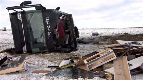 Members of Shania Twain's road crew taken to hospital after bus rolls in southeastern Sask ...