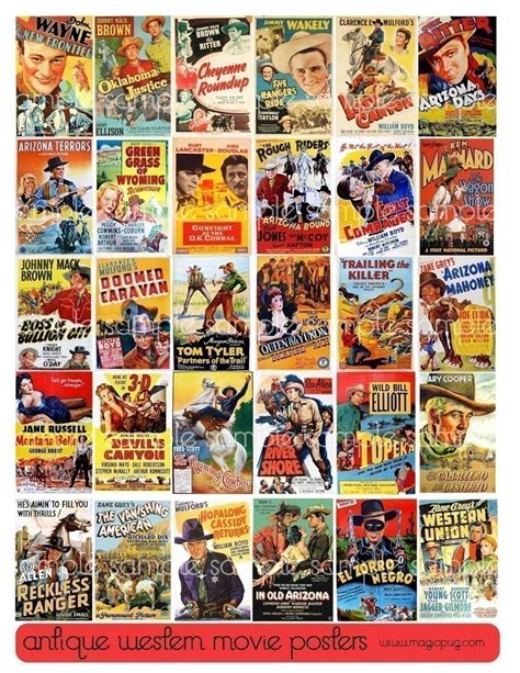 Antique Vintage Western Cowboy Movie Posters Digital Collage | Etsy