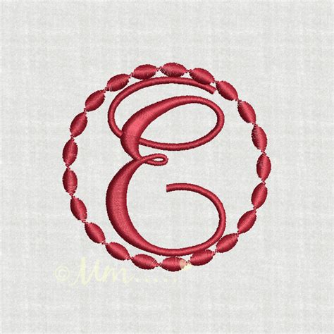 Circle Monogram Letter E machine embroidery design download 4x4