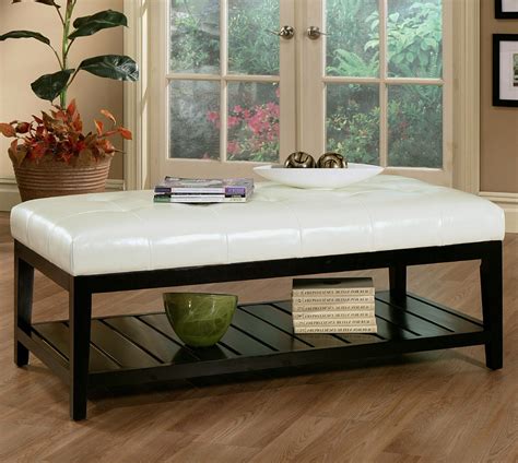 White Leather Ottoman Coffee Table Furniture | Roy Home Design