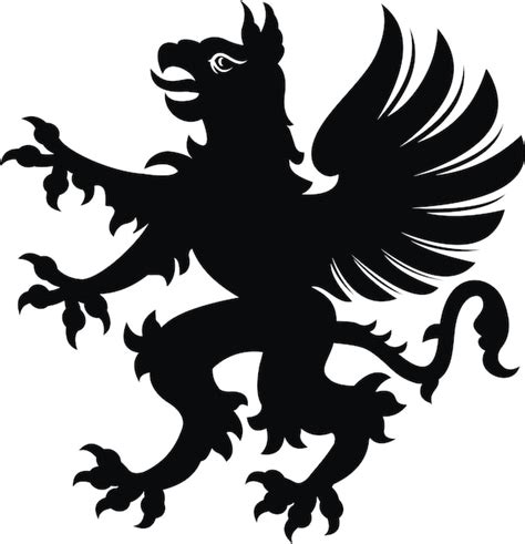 Premium Vector | Griffin tattoo black white silhouette