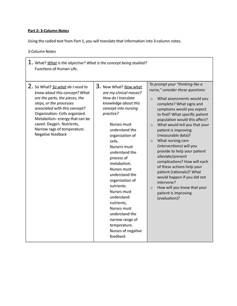 3-column Note Template - Part 2: 3-Column Notes Using the coded text ...