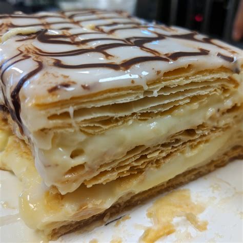 A classic Napoleon. Pastry cream layered between sheets of puff pastry ...