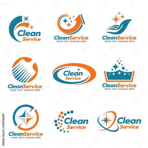 Orange and blue Clean service logo vector set design Stock Vector ...