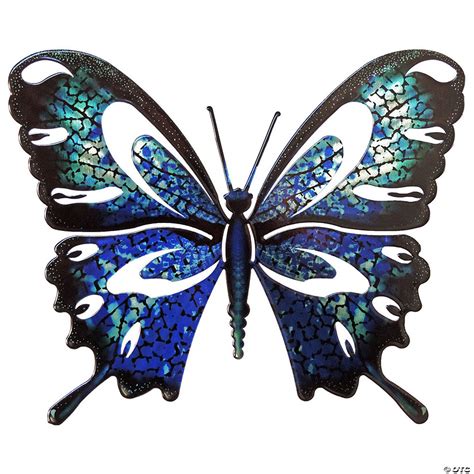 Large butterfly blue black metal wall art | Oriental Trading