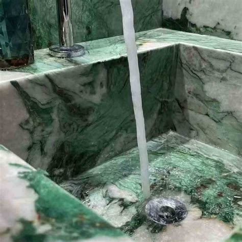 Stone Sinks | Stone Countertops - Green Marble luxury Sink Bathroom Vanitytop