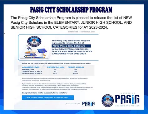 The Pasig City Scholarship... - Pasig City Scholars Office