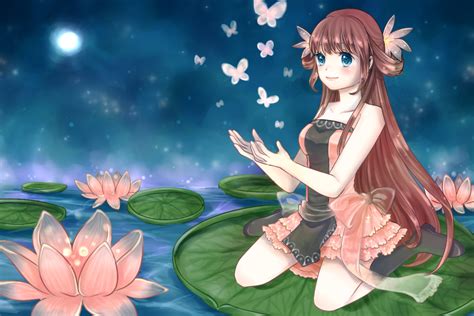 Lake of lotus by AmiMochi Red Hair Girl Anime, Girls With Red Hair, Anime Girls, Zelda Twilight ...