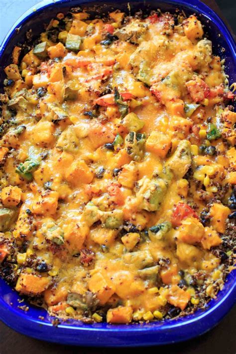 Butternut squash and other vegetables mixed together with quinoa makes a delicious vegetarian ...