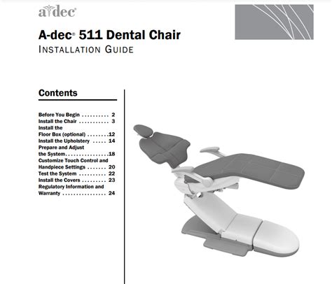 A-dec 511 Dental Chair Installation Guide