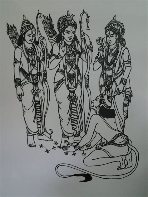 Lord Ram, Sita, Laxman, And Hanuman (Pawan putra) | Easy drawings, Mini ...