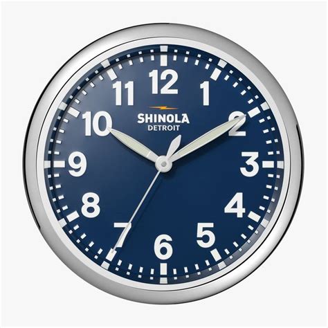 Shinola Wall Clock | 14" Runwell Clock | Navy Dial + Chrome Case ...