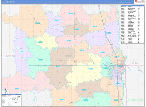 Cass County, ND Wall Map Color Cast Style by MarketMAPS - MapSales.com