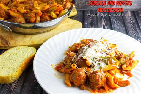 Italian Sausage And Peppers Mostaccioli {One Skillet Dish}