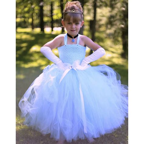 Princess Girl Cinderella Tutu Dress Sky Blue Girls Birthday Party Snow ...