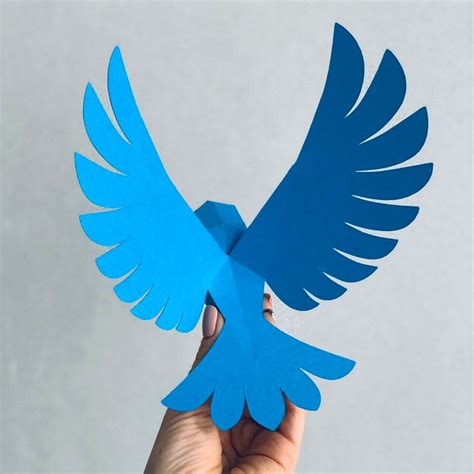 Bluebird Make Your Own Low Poly Bird on Fly, Geometric Bird, Paper Sculpture, Papercraft Bird ...