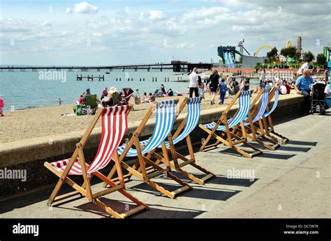 Busy seafront in summertime at Southend on Sea Essex UK Stock Photo ...