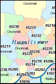 CINCINNATI Ohio, OH ZIP Code Map Downloads