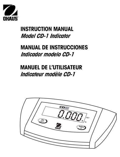 OHAUS CD-1 INSTRUCTION MANUAL Pdf Download | ManualsLib