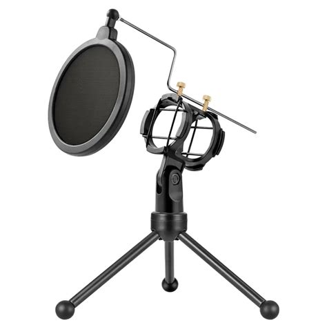 Portable Microphone Holder Stand Adjustable Desktop Shockproof Microphone Mic Tripod Stand With ...