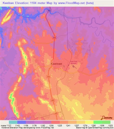 Elevation of Kwekwe,Zimbabwe Elevation Map, Topography, Contour