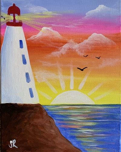 Video- PAINT A LIGHTHOUSE AND SUNSET