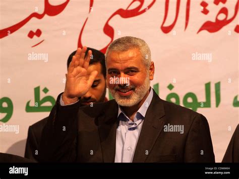 Palestinian prime minister in Gaza Strip, Ismail Haniya attends a ...