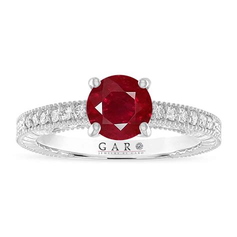 1.13 Carat Ruby Engagement Ring Vintage Style Platinum, 14K White Gold or Black Gold Unique ...