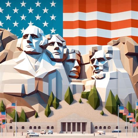 Premium AI Image | Mount Rushmore National Memorial in Origami Style