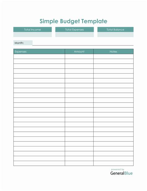 Simple Budget Template