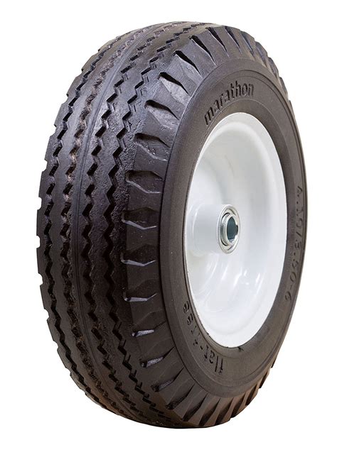 4.10/3.50-6" Flat Free, Hand Truck / All Purpose Utility Tire on Wheel, 3" Centered Hub, 5/8 ...