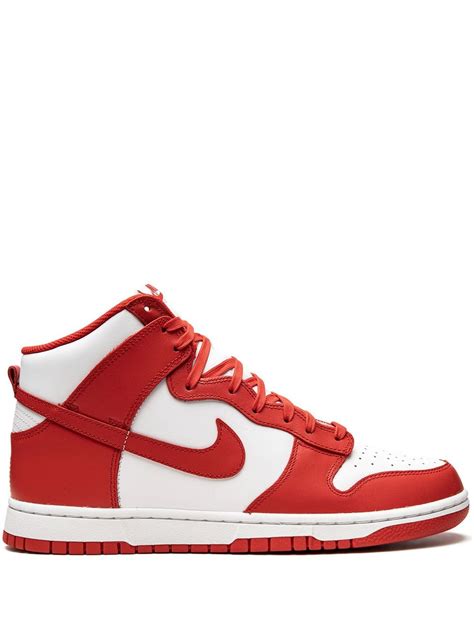 Nike Dunk High "White/University Red" Sneakers - Farfetch