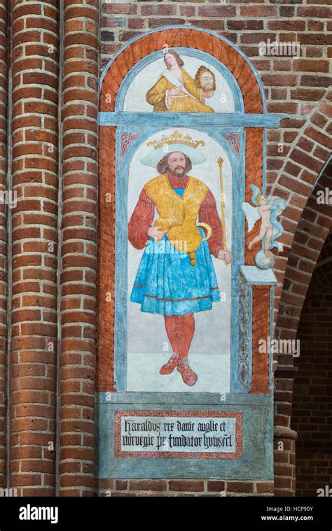 Grave of King Harald Bluetooth, fresco in Cathedral of Roskilde ...