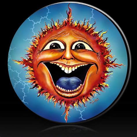 Sunface with blue background from Dubois Studios spare tire cover. Custom made to fit your spare ...