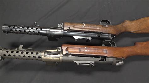 British Lanchester submachine gun (1.) and German MP 28 submachine gun ...