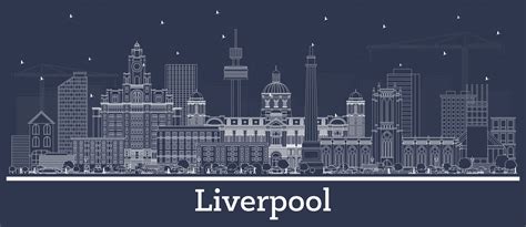 Outline Liverpool City Skyline with White Buildings. 25388632 Vector ...