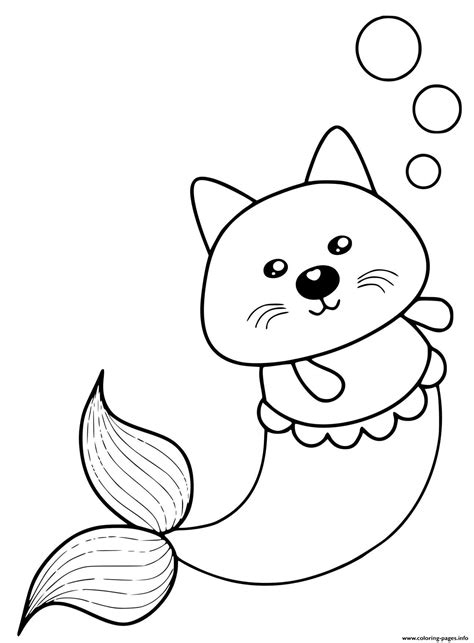 Mermaid Cat Coloring Pages - Coloring Home