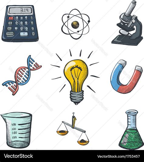 Color science icons sketch Royalty Free Vector Image