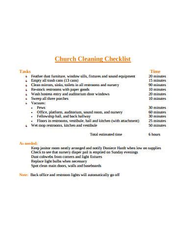 10+ Church Cleaning Checklist Templates in PDF | Free & Premium Templates