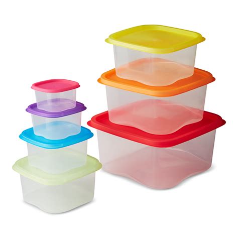 Mainstays Rainbow Square Food Storage Containers with Lids, 14 Piece - Walmart.com