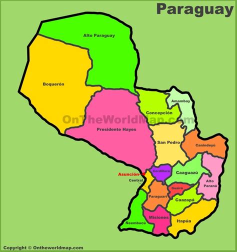 Administrative divisions map of Paraguay