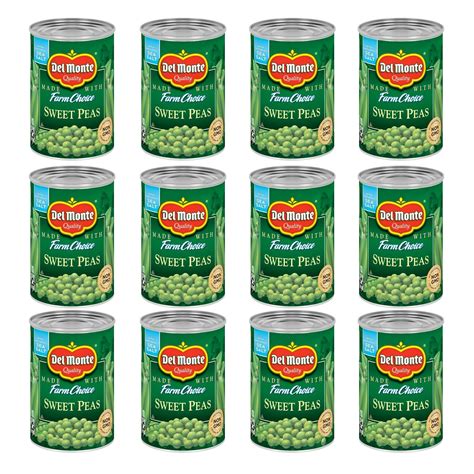 DEL MONTE Sweet Peas Canned Vegetables, 12 Pack, 15 Oz Can ...