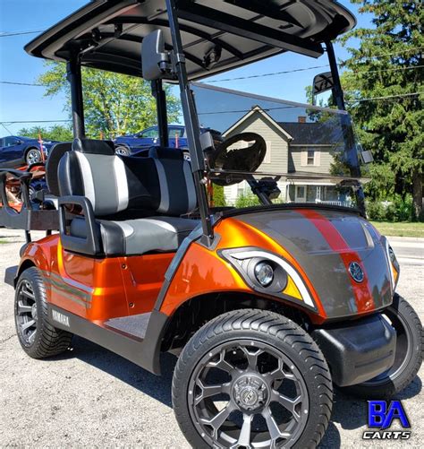 Custom Yamaha Golf Cart | QUIETECH | Muscle Orange in 2021 | Golf carts ...