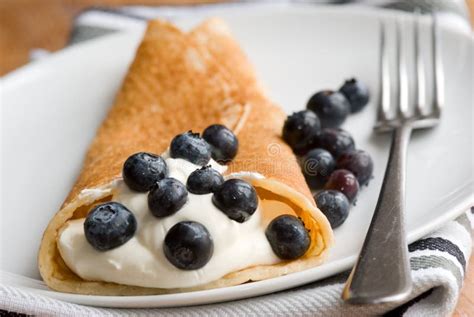 Pancake with fruit stock photo. Image of cream, delicious - 13104696