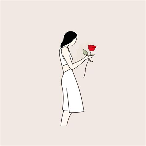 Premium Vector | Minimalist line art piece of a woman and rose