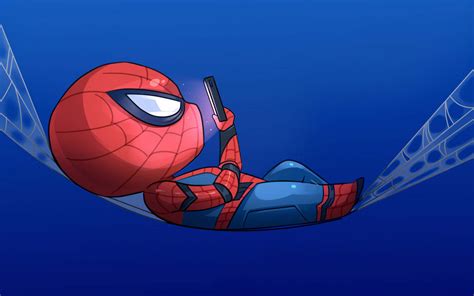 Download Spider-Man Blue swinging into action Wallpaper | Wallpapers.com