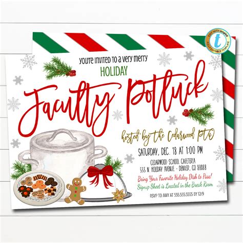 Holiday Faculty Potluck Invitation Christmas Event Invite - Etsy Canada