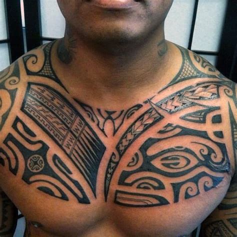 50 Polynesian Chest Tattoo Designs For Men - Tribal Ideas